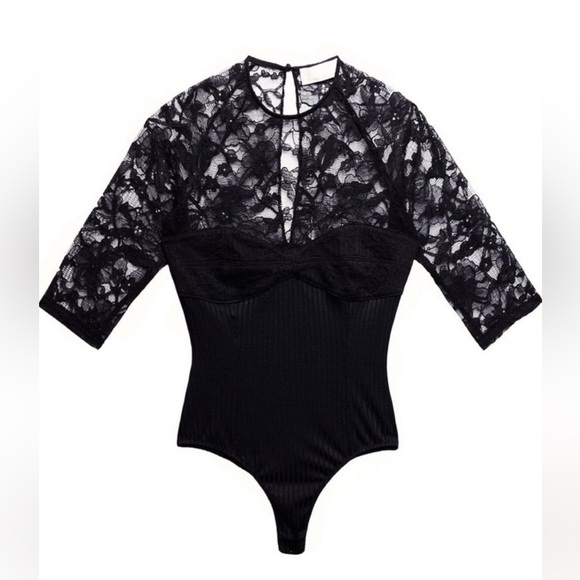 Fleur Du Mal Magnolia Black Lace Bodysuit - Picture 4 of 11